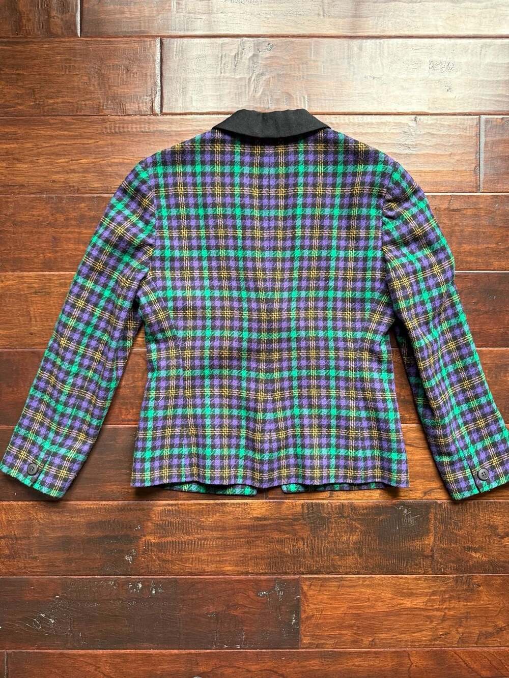 Jaki Petites Vintage Plaid Wool Blend Blazer Jacket Size 4 - Picture 2 of 7
